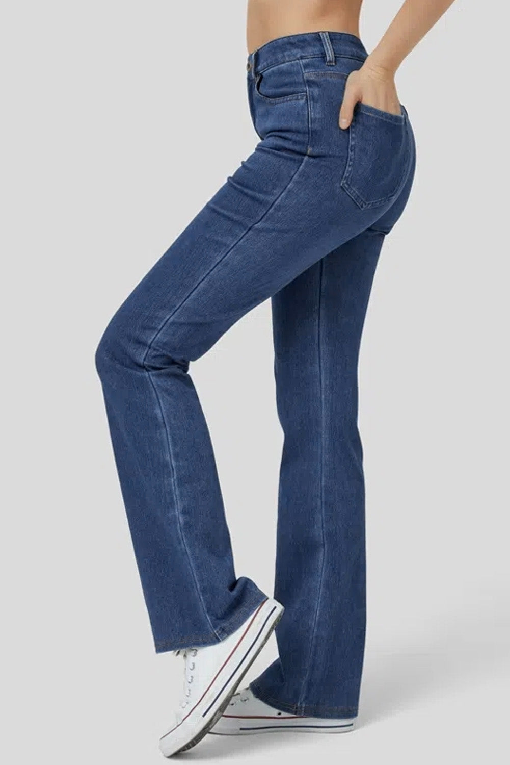 Ashleigh Blue Mid Waist Stretchy Knit Casual Bootcut Jeans