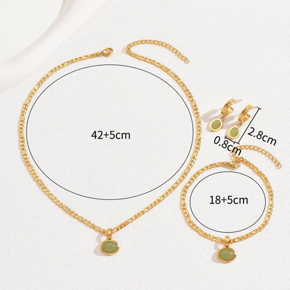 Necklace Women's Retro Emerald Earrings Niche Suit