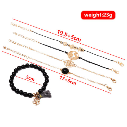 Fashion Turtle Drip Oil Tassel Bracelet Five Piece Set