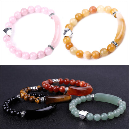 Fashion Striped Red Agate Heart Bracelet Women