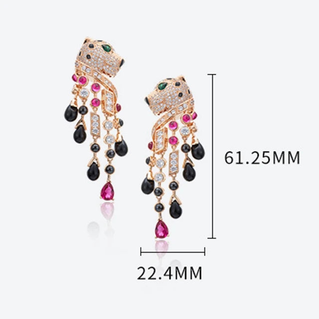 Leopard Heavy Industry Earrings Gold Plated Oil Dropping Women's Earrings