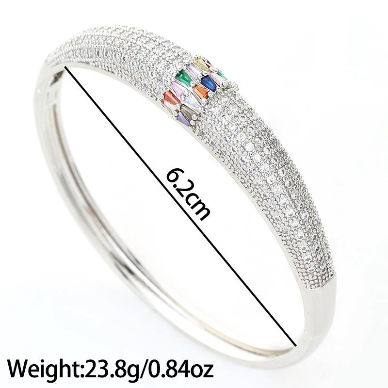 Copper inlaid zircon electroplating color preserving bracelet