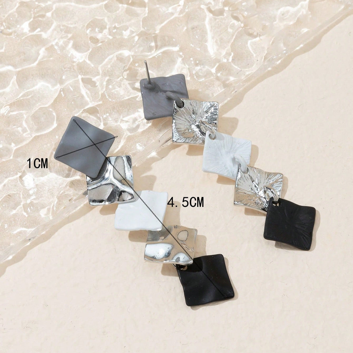 Pleated Irregular Ear Studs Long Geometric