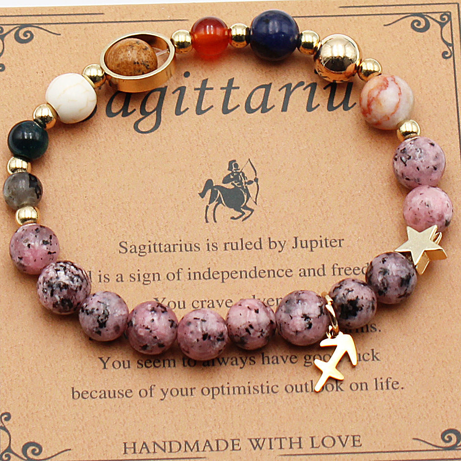 Eight Planets 12 Constellation Bracelet Natural Stone Hemp Stone