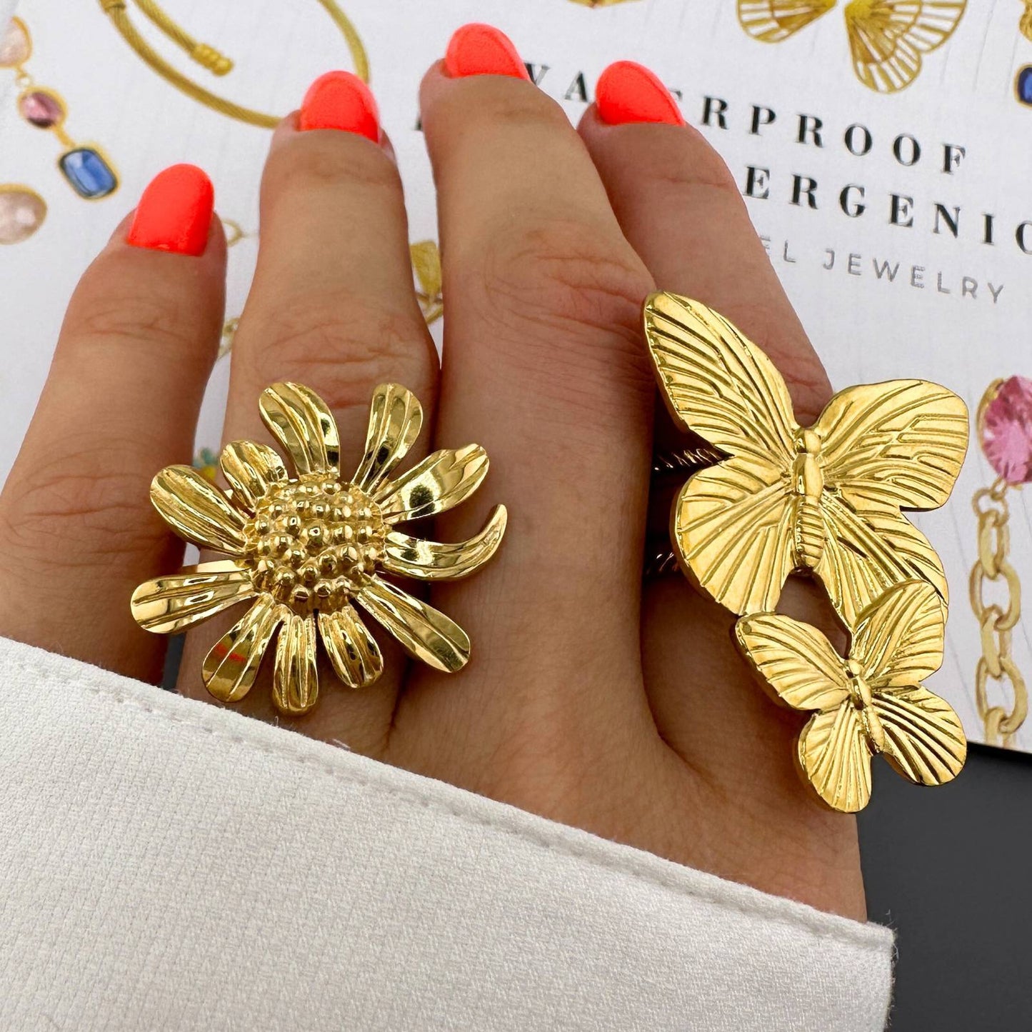 18K gold plated Stainless steel  Butterflies finger ring, Intensity