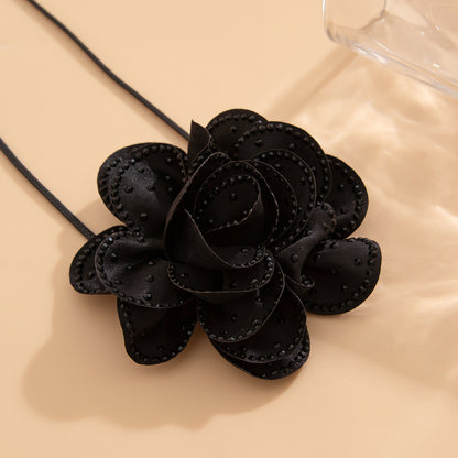 Drawn Choker Fabric Black Rose Skin Wax Thread Necklace