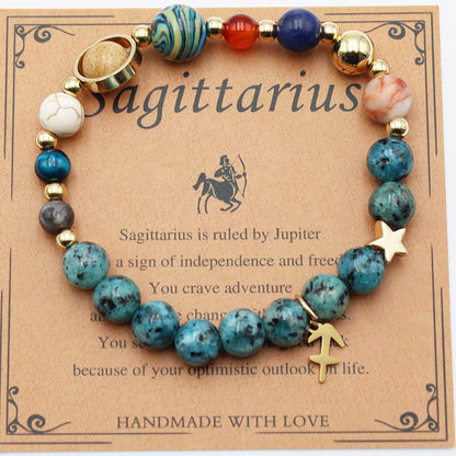 Eight Planets 12 Constellation Bracelet Natural Stone Hemp Stone