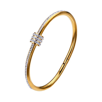 18K Gold Plated Full Diamond Titanium Steel Bracelet