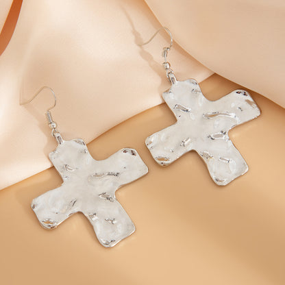 Exaggerated Cross Earrings Geometric Metallic Earrings Hot Selling