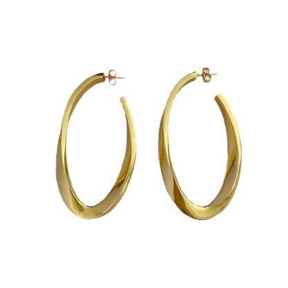 Fashion brand famous designer new trend of minimalist high-grade brass gold-plated oval ear bracelet