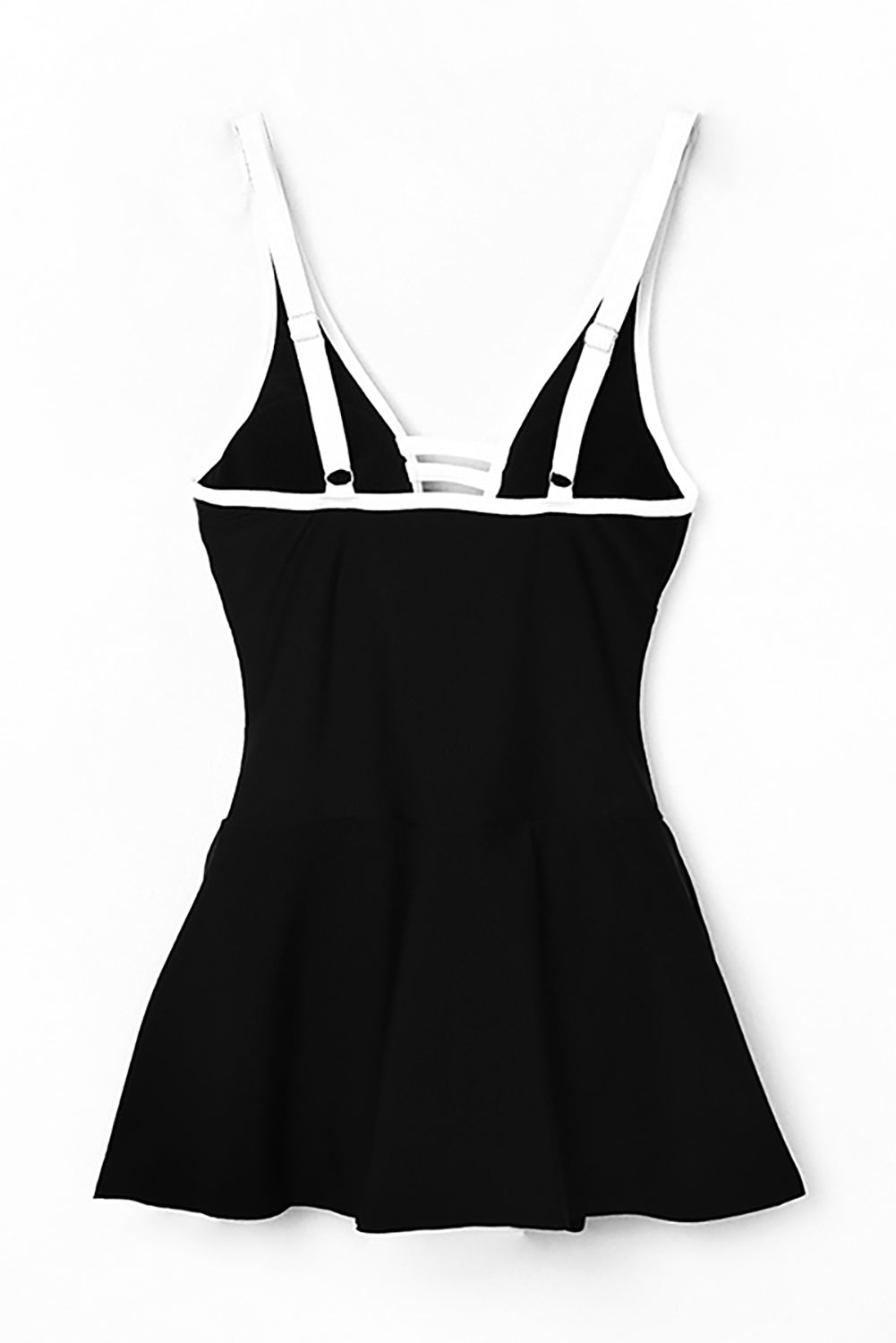 Black Strappy V Neck Side Split One-piece Swimdress