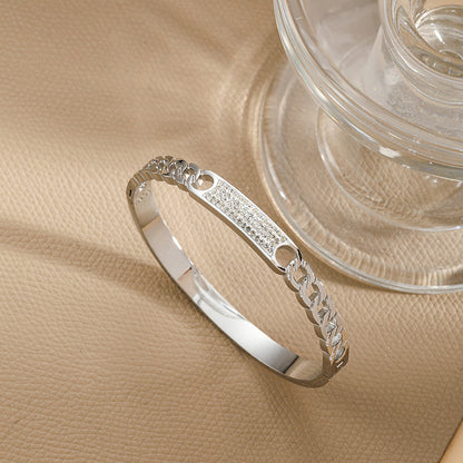 Versatile Hollow Strap-shaped Bracelet Clay Diamond Buckle Stainless Steel Ornament Women's Wear