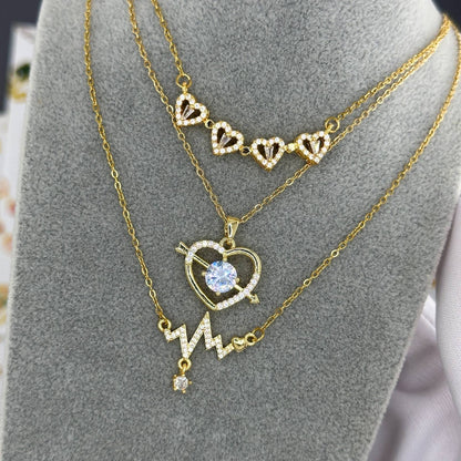 18K gold plated Stainless steel  Hearts necklace, Intensity