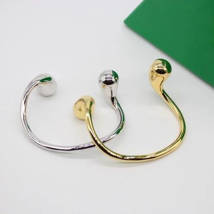 Europe Fashion Designer Brand Gold Silver Smooth Water Drop Bracelet Luxury Jewelry Women Party Trend