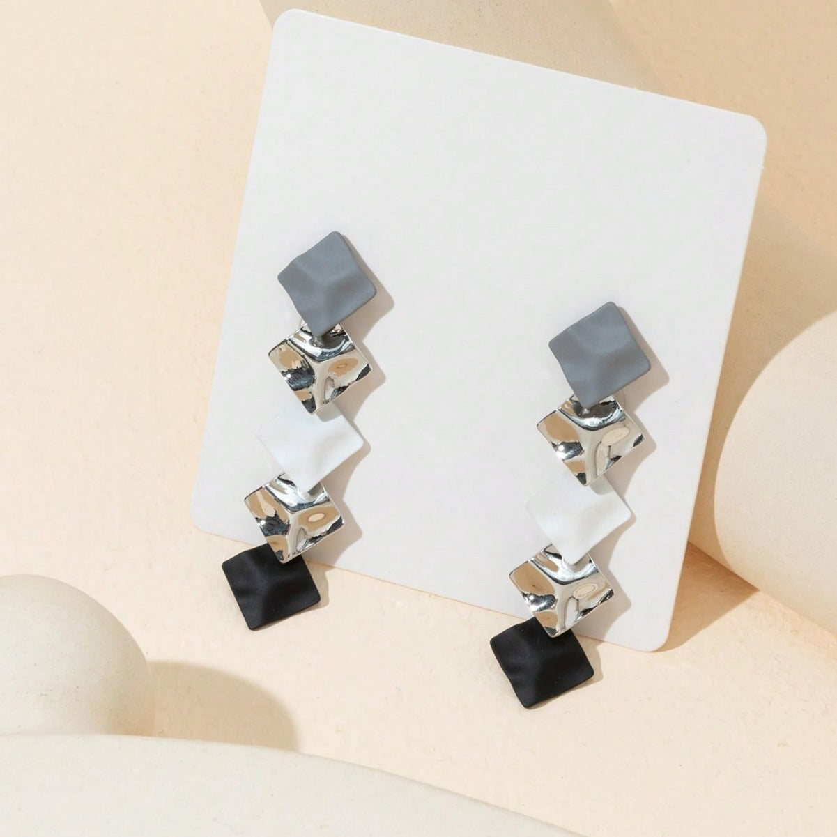 Pleated Irregular Ear Studs Long Geometric