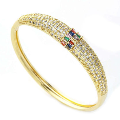 Copper inlaid zircon electroplating color preserving bracelet