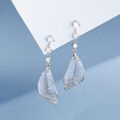 Sea Salt Ice Crystal Stud Earrings Iceland Leaf Pendant