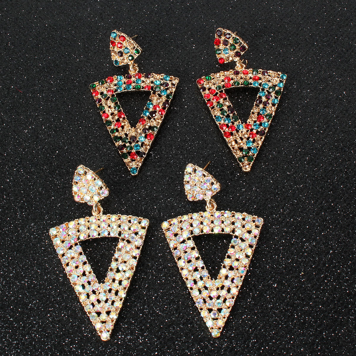 Fashion Rhinestone Earrings Triangle Earrings Rhinestone Earrings