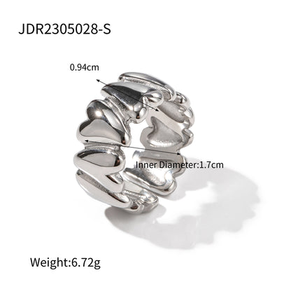 Fashion Trend Love Ring Women's Simple Design Stainless Steel Jewelry