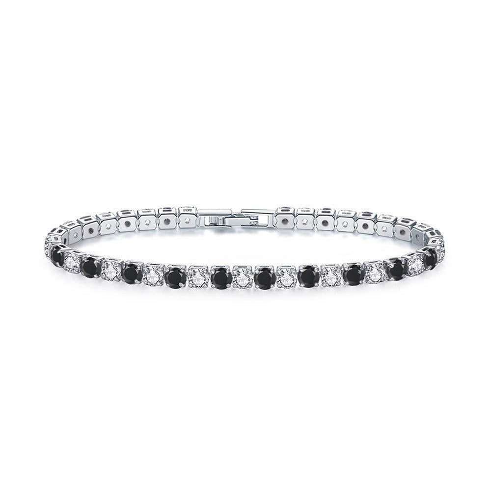 Zircon Bracelet Single Row 4mm Round Full Diamond Tennis Chain Tennis Bracelet