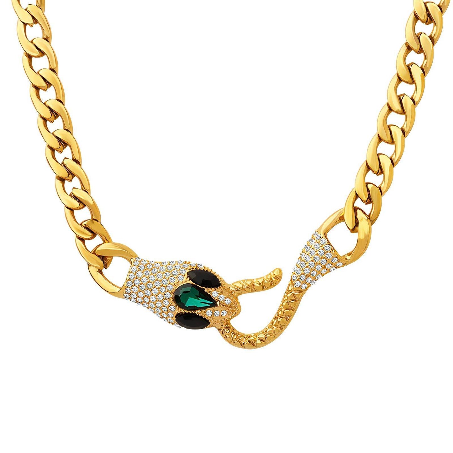 18K gold plated Stainless steel  Snake necklace, Intensity