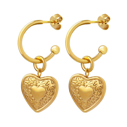 18K gold plated Stainless steel  Heart earrings, Intensity