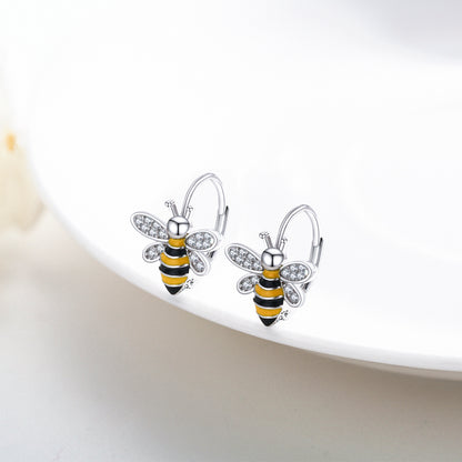 Bee Earrings S925 Sterling Silver Bumble Honey Huggie Hoop Earrings Bee Jewelry Gifts for Women Girls Teen