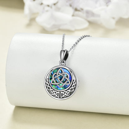 925 Sterling Silver Celtic Knot Photo Locket Necklace for Women