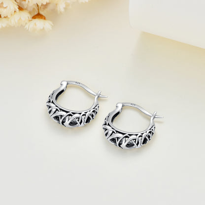 925 Sterling Silver Celtic Knot Vintage Hoop Earrings