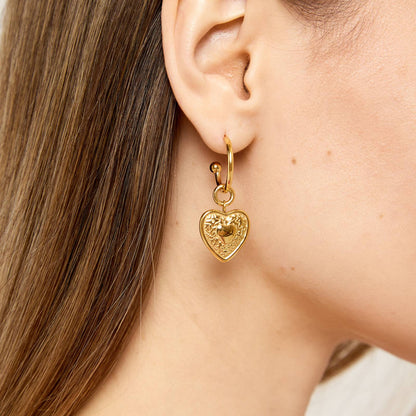 18K gold plated Stainless steel  Heart earrings, Intensity