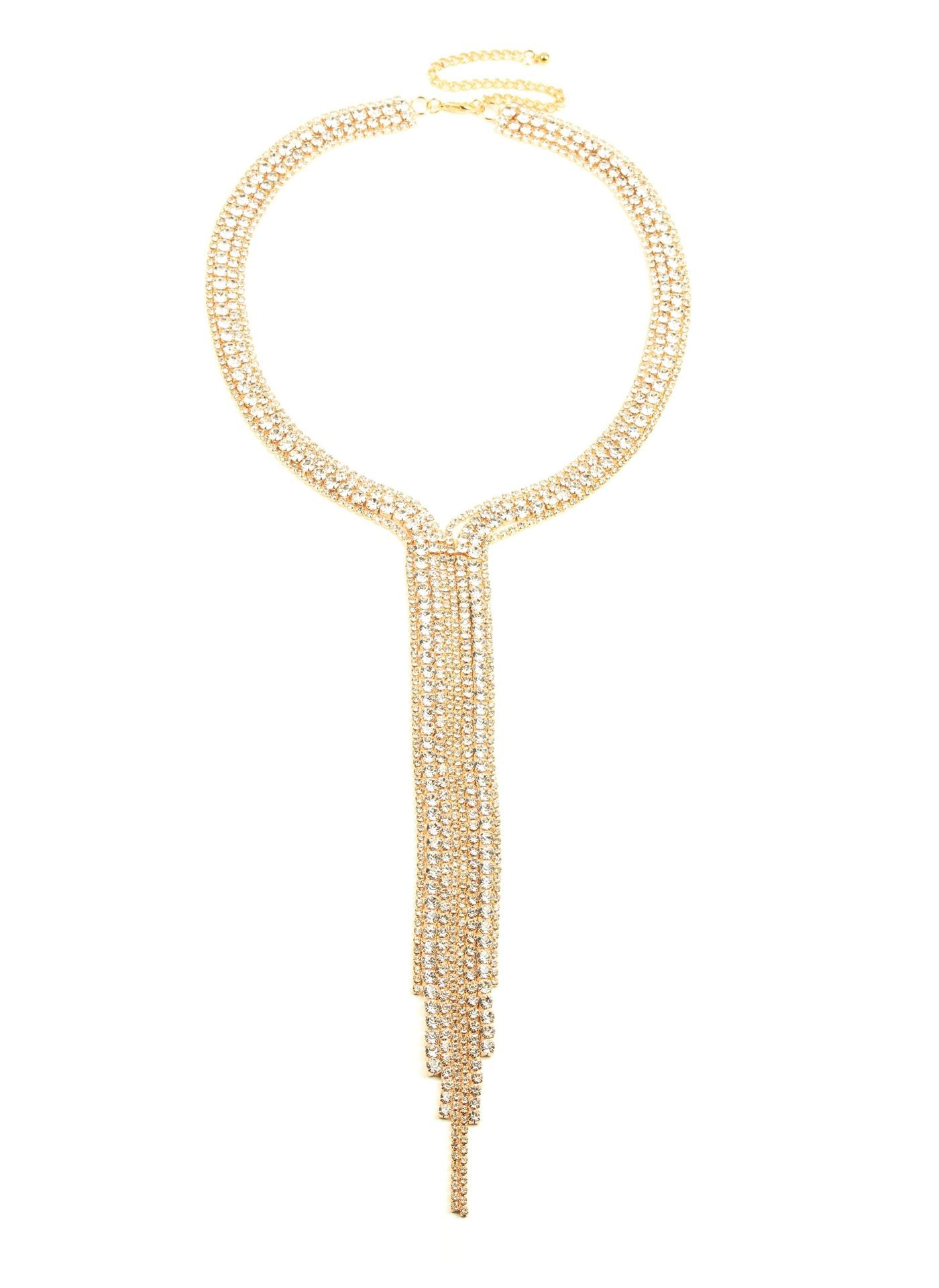 Luxurious multi-layer diamond studded sweater chain with ultra long and shiny temperament tassel necklace