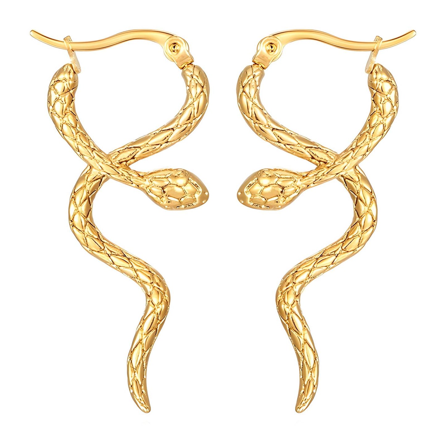 18K gold plated Stainless steel  Snakes earrings, Intensity