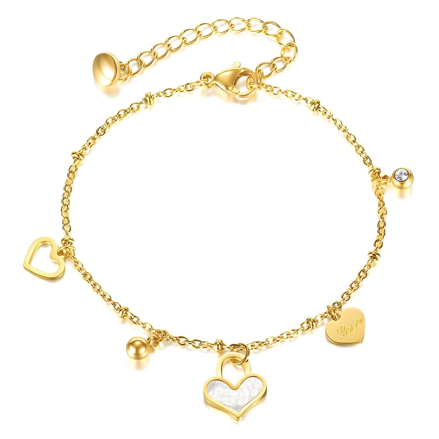 18K gold plated Stainless steel  Hearts bracelet, Intensity