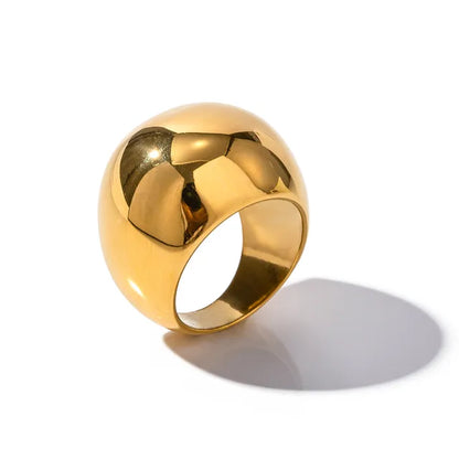 Dome Ring Geometric Ring for Women Simple Stylish Texture Finger Jewelry Waterproof