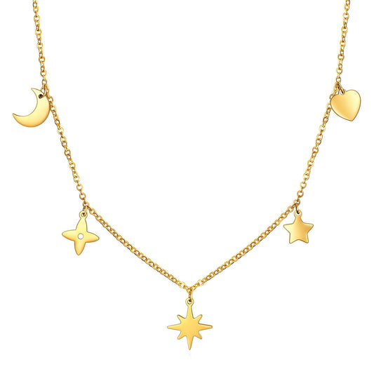 18K gold plated Stainless steel  Star necklace, Intensity