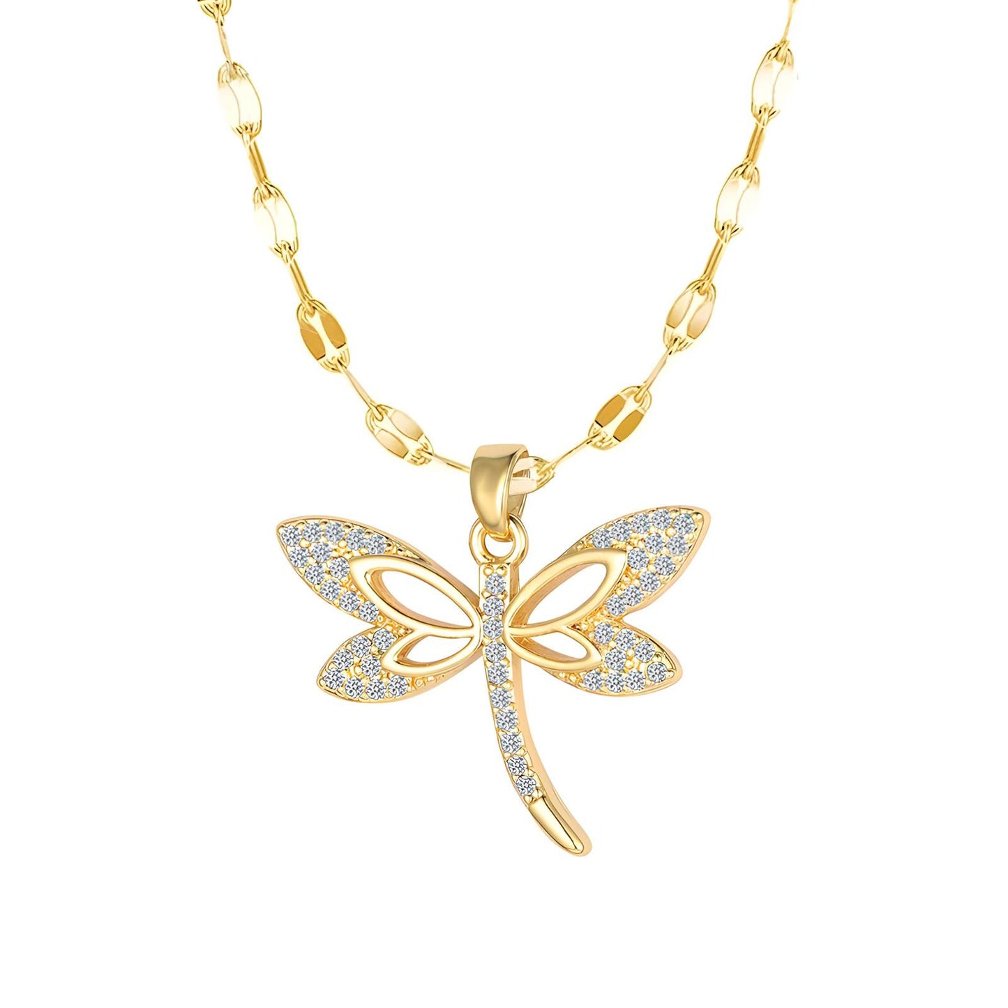 18K gold plated  dragonfly necklace, Intensity