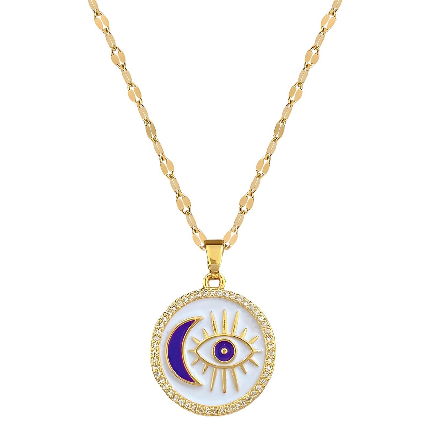 18K gold plated  Evil Eye necklace, Intensity