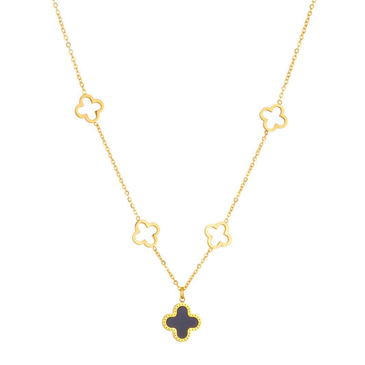 18K gold plated Stainless steel  Four-leaf clover necklace, Intensity