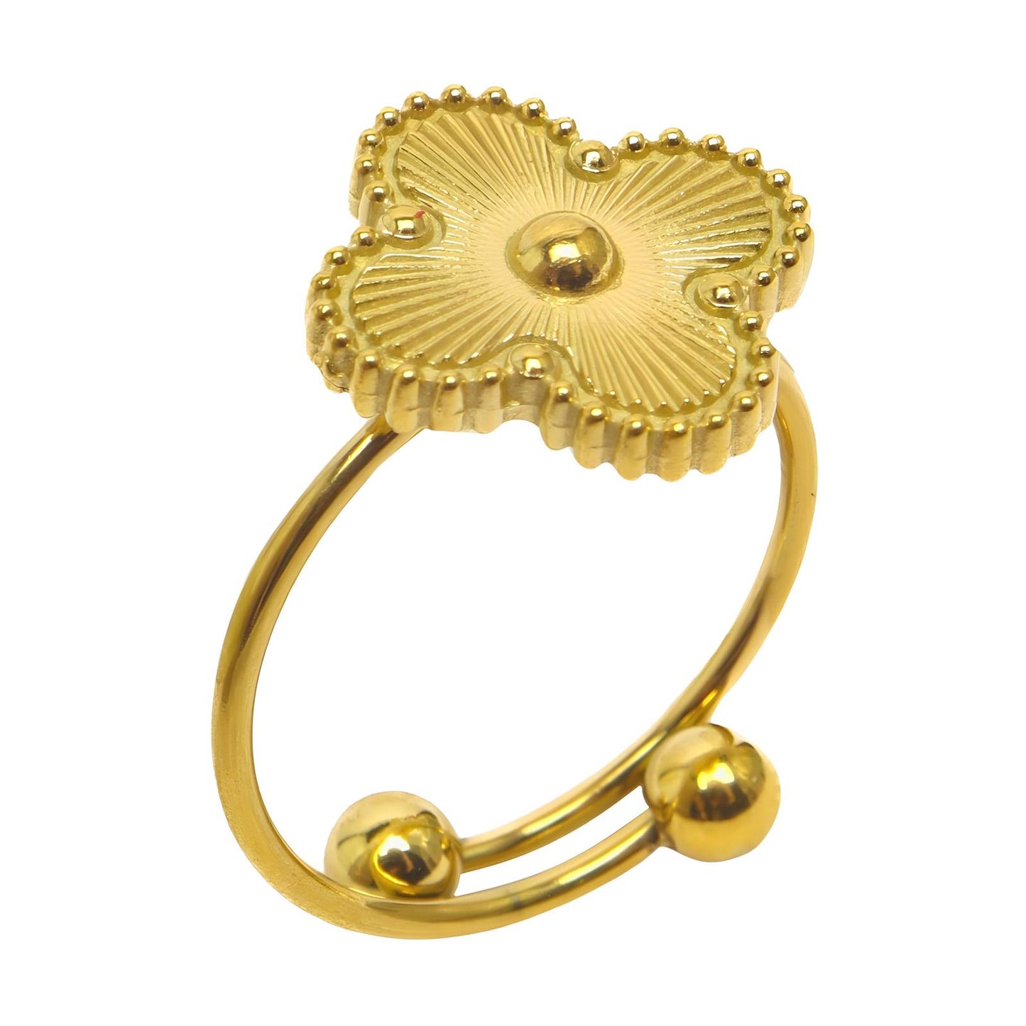 18K gold plated Stainless steel  Four-leaf clover finger ring, Intensity