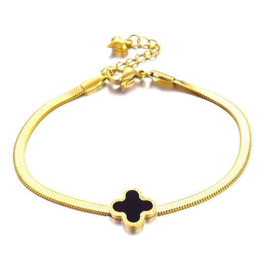 18K gold plated Stainless steel  Four-leaf clover bracelet, Intensity