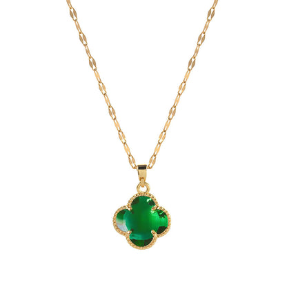 18K gold plated Stainless steel  Four-leaf clover necklace, Intensity