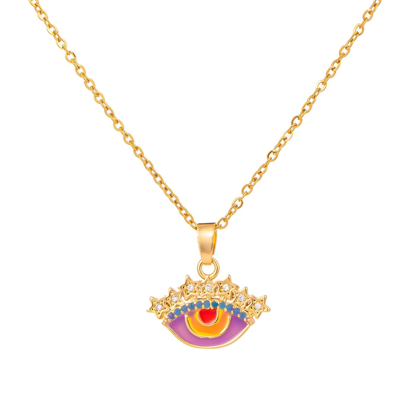 18K gold plated Stainless steel  Evil Eye necklace, Intensity