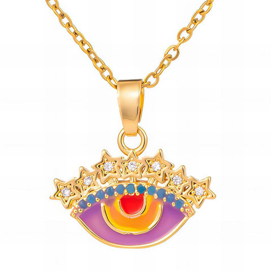 18K gold plated Stainless steel  Evil Eye necklace, Intensity