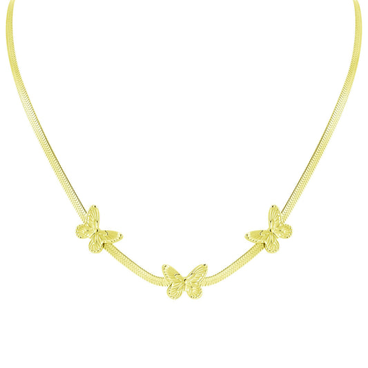 18K gold plated Stainless steel  Butterflies necklace, Intensity