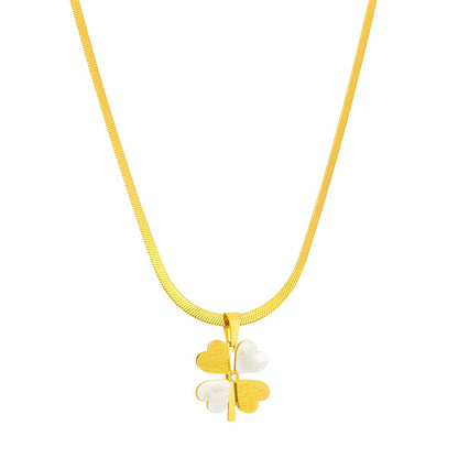 18K gold plated Stainless steel  Four-leaf clover necklace, Intensity