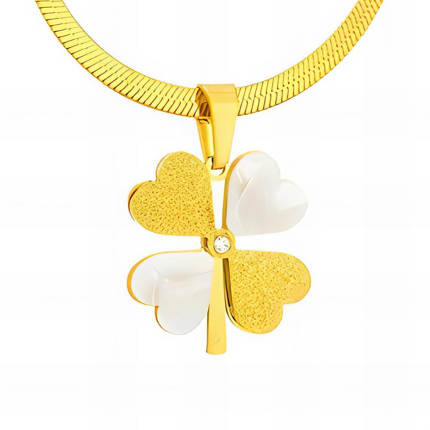 18K gold plated Stainless steel  Four-leaf clover necklace, Intensity