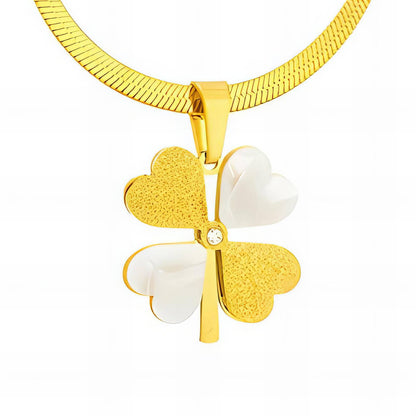 18K gold plated Stainless steel  Four-leaf clover necklace, Intensity