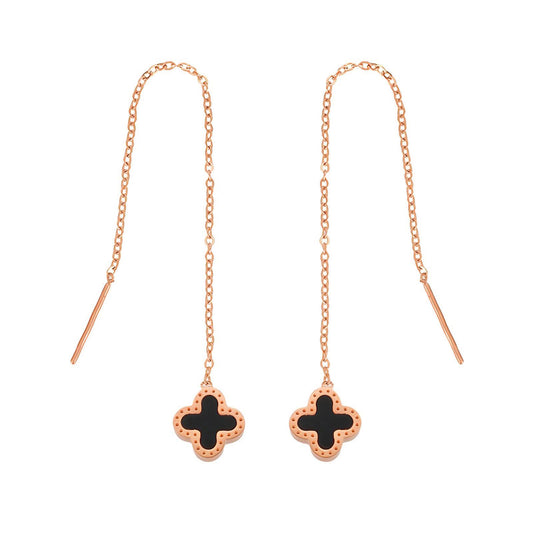 18K gold plated Stainless steel  Four-leaf clover earrings, Intensity