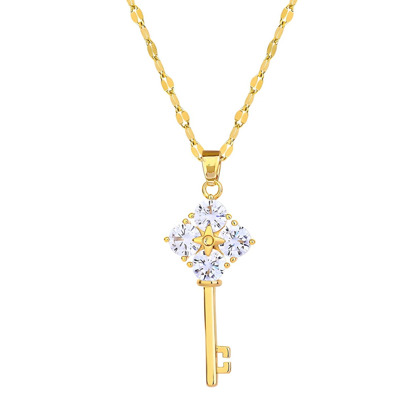 18K gold plated Stainless steel  Key necklace, Intensity