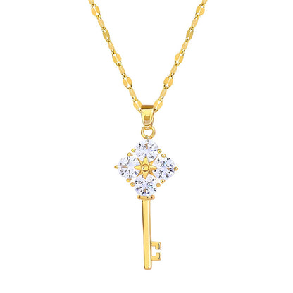 18K gold plated Stainless steel  Key necklace, Intensity